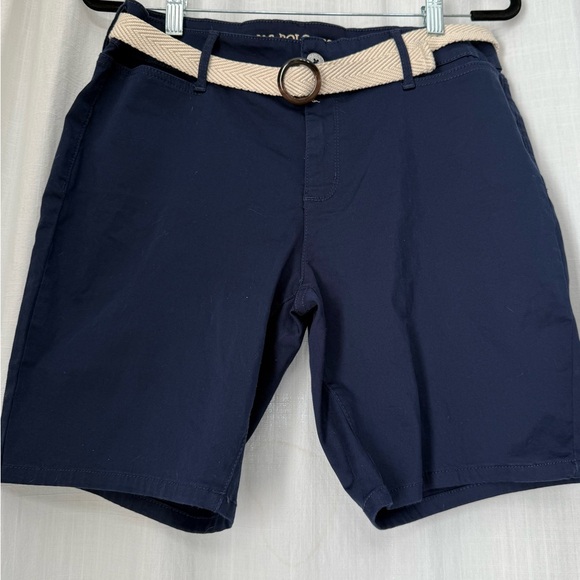 U.S. Polo Assn. Dark Blue Shorts with Cream Belt. New without tags. Size 12 - Picture 1 of 4